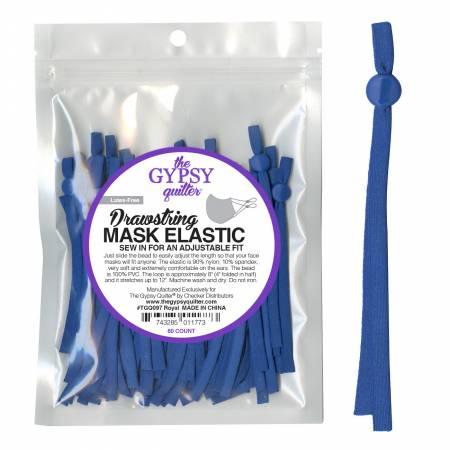 Drawstring Mask Elastic, 60ct, Blue, TGQ097