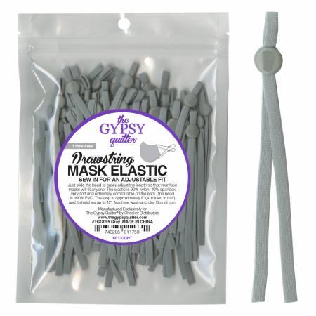 Drawstring Mask Elastic, 60ct, Gray, TGQ095