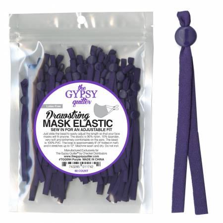 Drawstring Mask Elastic, 60ct, Purple, TGQ094