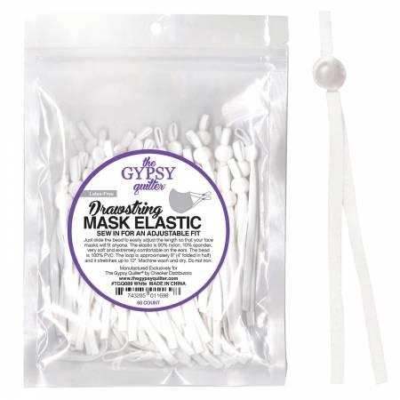 Drawstring Mask Elastic, 60ct, White, TGQ089