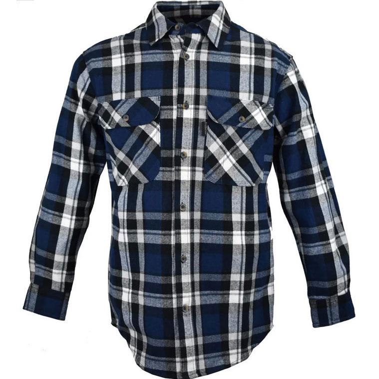 FiveBrother, Men's Heavyweight Flannel Shirt Regular Fit, 5200 2007, Black/Blue