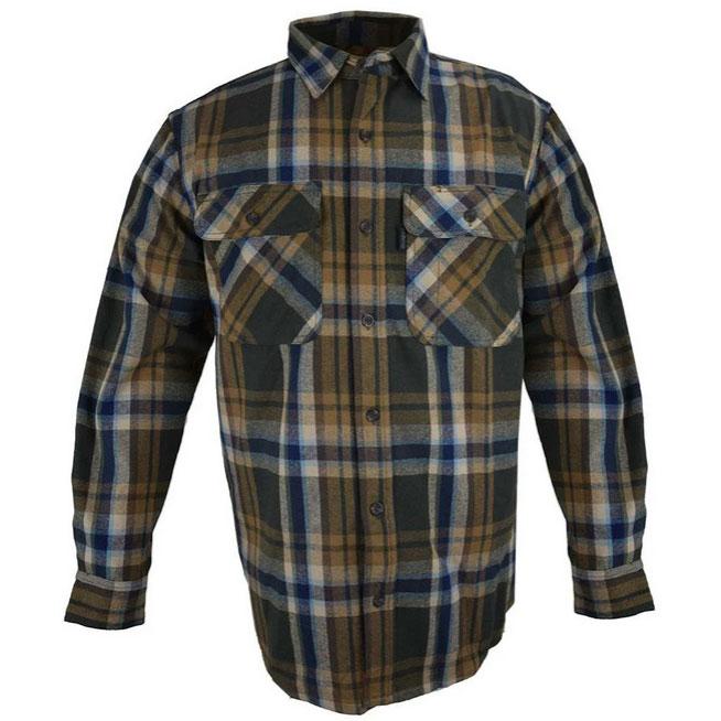 FiveBrother, Men's Heavyweight Flannel Shirt Regular Fit, 5200 2012, Brown/Orange