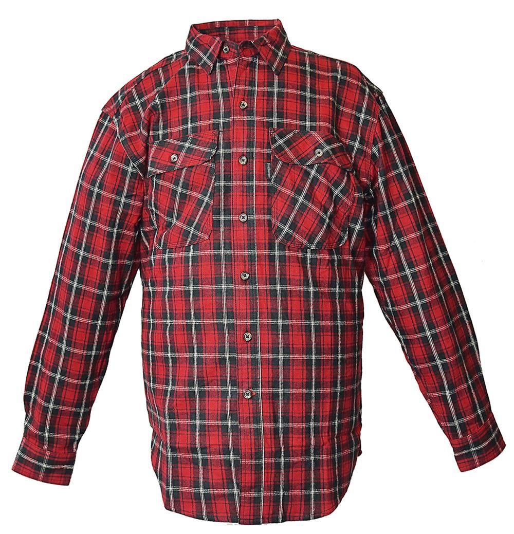 FiveBrother, Men's Heavyweight Flannel Shirt Regular Fit, 5200 PL-2 B, Red