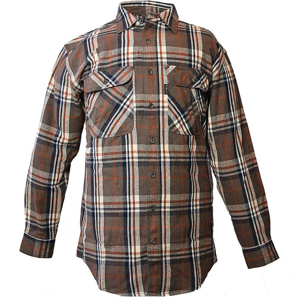 FiveBrother, Men's Heavyweight Flannel Shirt Regular Fit, 5200 PL-5 AO, Chocolate