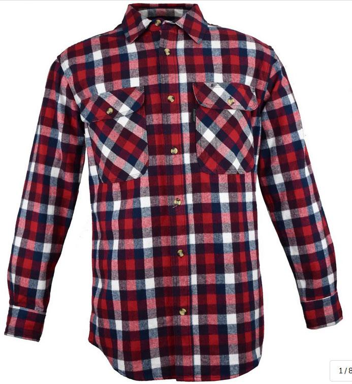 FiveBrother, Men's Heavyweight Flannel Shirt Regular Fit, 5200 PL-7 AO, Americana