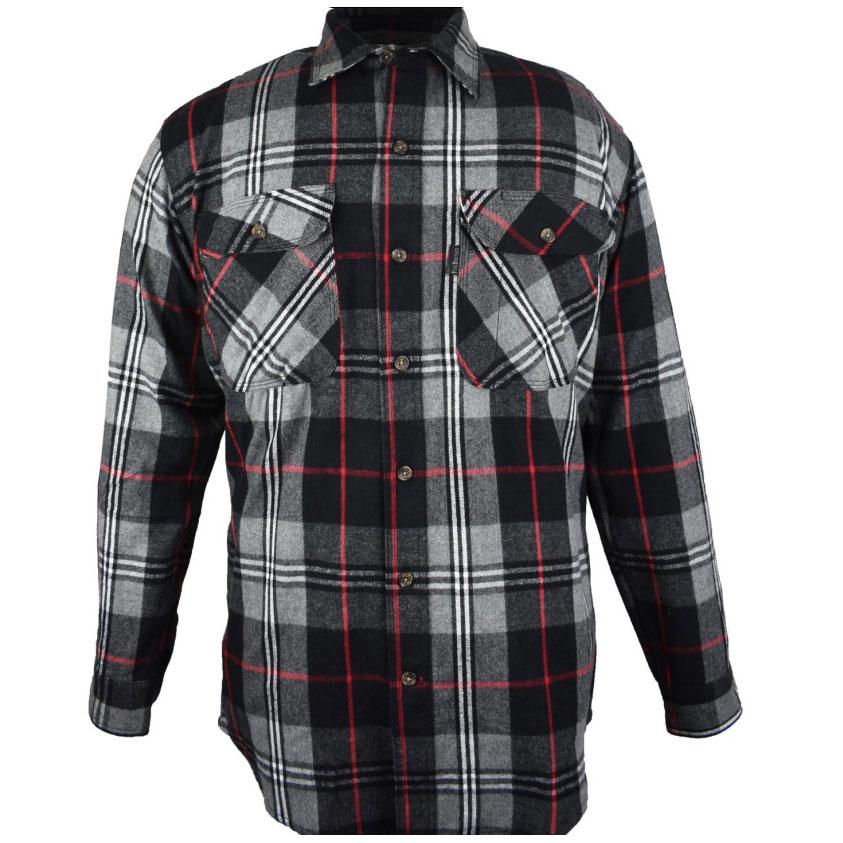 FiveBrother, Men's Heavyweight Flannel Shirt Regular Fit, 5200 PL-9 A, Black/Grey