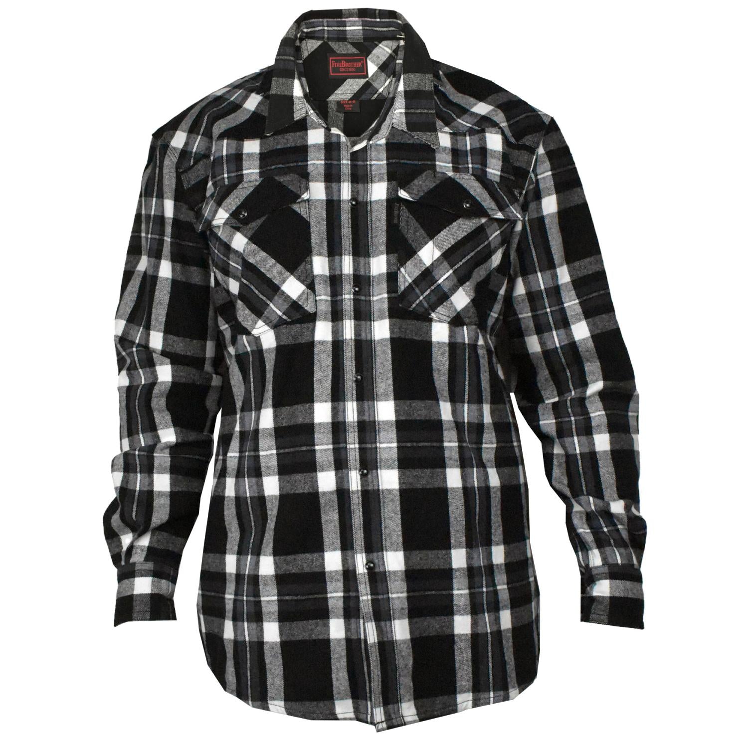FiveBrother, Men's Heavyweight Regular Fit Western Flannel Snap Shirt, 5201 PL-2010, 6XL