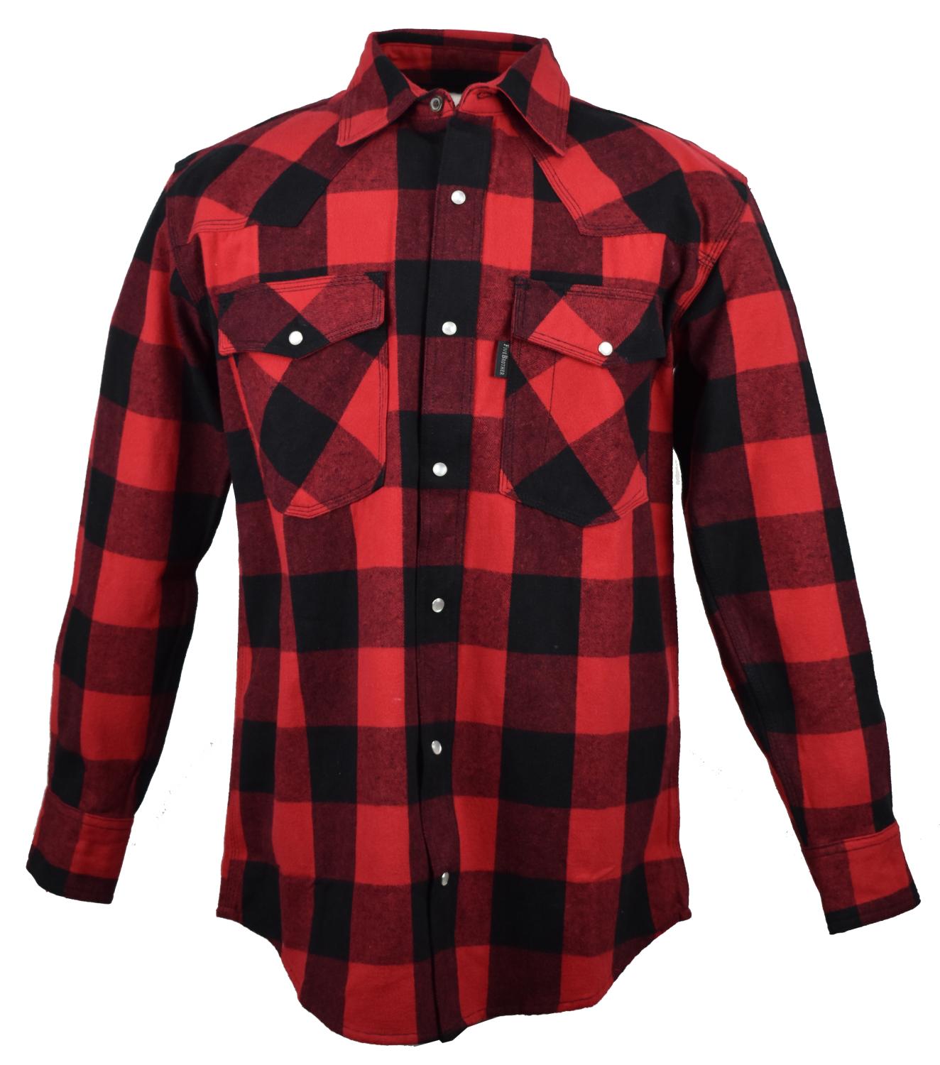 FiveBrother, Men's Heavyweight Regular Fit Western Flannel Snap Shirt, 5201 PL-4 A, 3XL