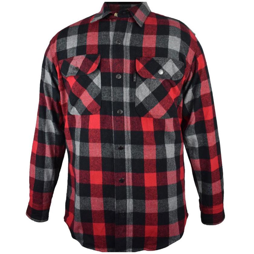 FiveBrother, Metal Snap Front Flannel Shirt, 5901 PL-1 A, Red/Grey