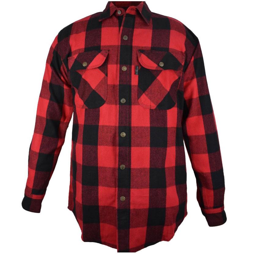 FiveBrother, Metal Snap Front Flannel Shirt, 5901 PL-4 A, Red/Black