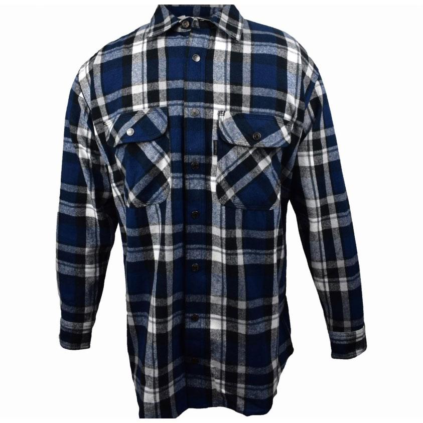 FiveBrother, Metal Snap Front Flannel Shirt, 5901 PL-7 B, Black/Blue ...