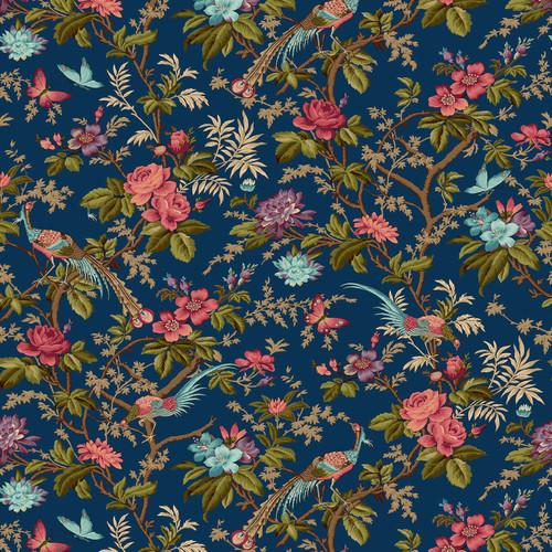 Henry Glass & Co, Michelle Yeo, Buckleberry Chintz, 3122-77, Prussian Blue