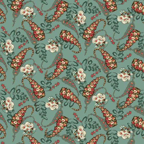 Henry Glass & Co, Michelle Yeo, Buckleberry Chintz, 3130-77, Med Teal
