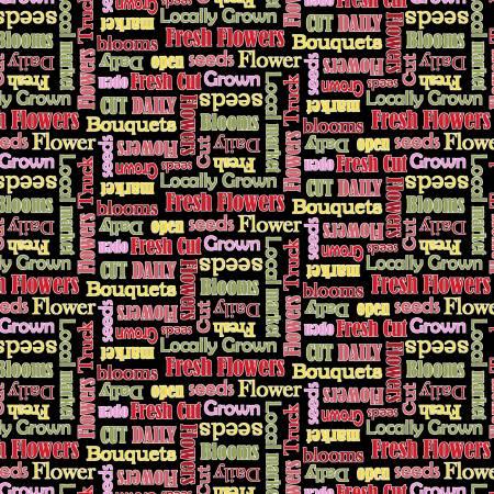 Henry Glass  Flower Market, 642-98, Black Multi, Jessica Mundo