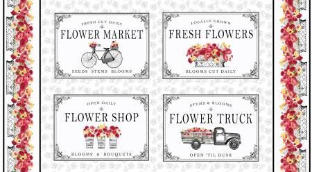 Henry Glass  Flower Market, 645-09, White Multi, Jessica Mundo