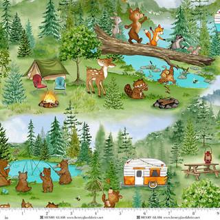 Henry Glass Happy Campers, 2725-66, Green,