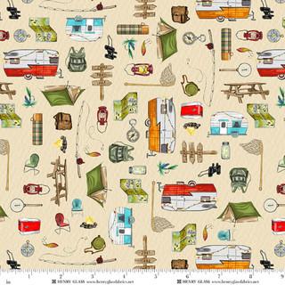 Henry Glass Happy Campers, 2731-36, Cream/Green,