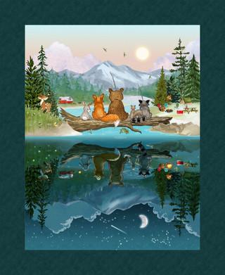 Henry Glass Happy Campers, 2738P-76, Dk Teal/Green,