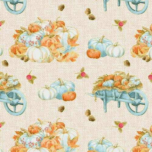 Henry Glass Pumpkin Kisses, 1320M-76, Cream/Blue, Grace Violet