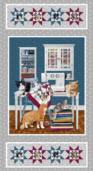 Henry Glass Quilted Kitties, Q-1079P-90, , Robert Giordano