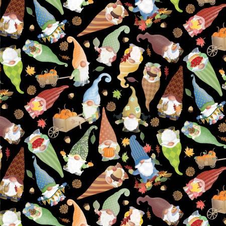KANVAS by Benartex, Falling for Gnomes, 14235B-12, Black