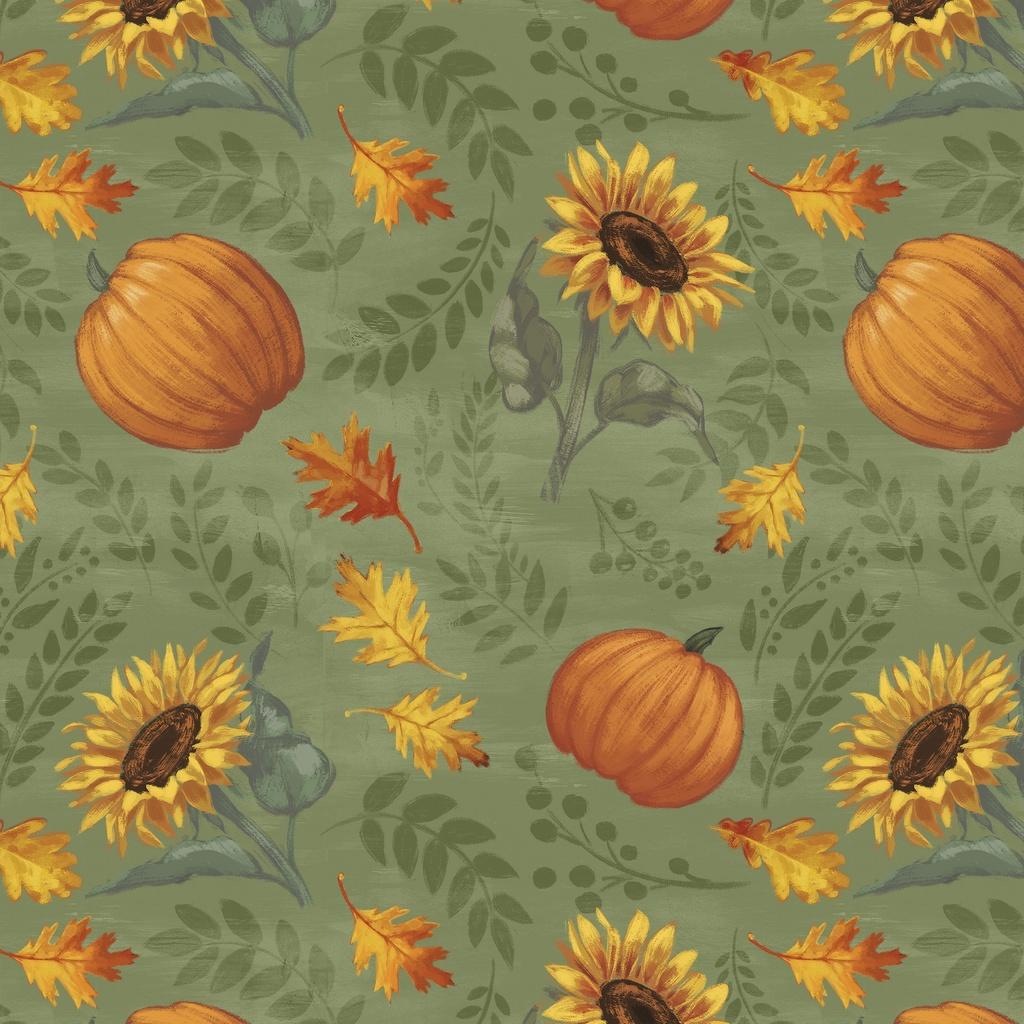 Lumin Fabrics Harvest Delight, W135-012-626, Green,