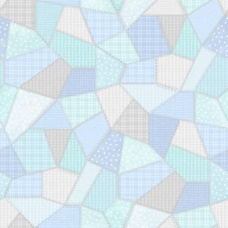Maywood Studio, Patchwork Woolies, MASF11310-WB, White/Blue,