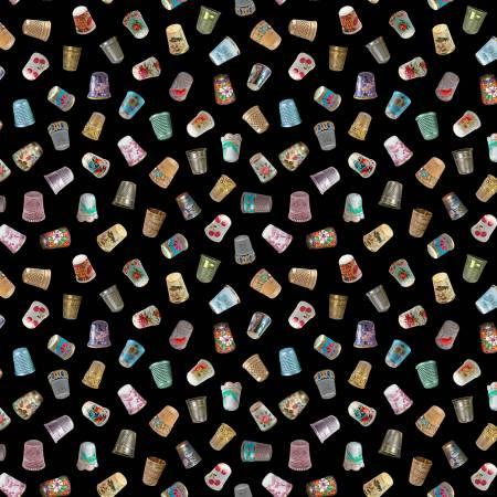 Michael Miller, Aimee Stewart, Vintage Sewing Stash, DDC11017-BLAC, Black