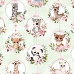 Michael Miller Animal Babies, DDC11623-GREE-D, Green, Pretty Little Lines