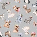 Michael Miller Animal Babies, DDC11624-GRAY-D, Gray, Pretty Little Lines