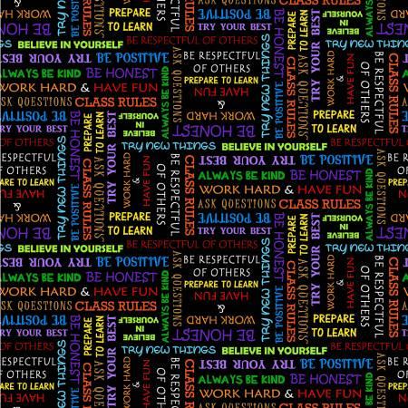 Michael Miller, MMF Collection, Back to School, CX10956-BLAC-D, Black