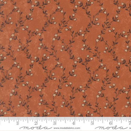 Moda, Quail Run, 9831 17, Pumpkin, Orange, Flowers, Vines