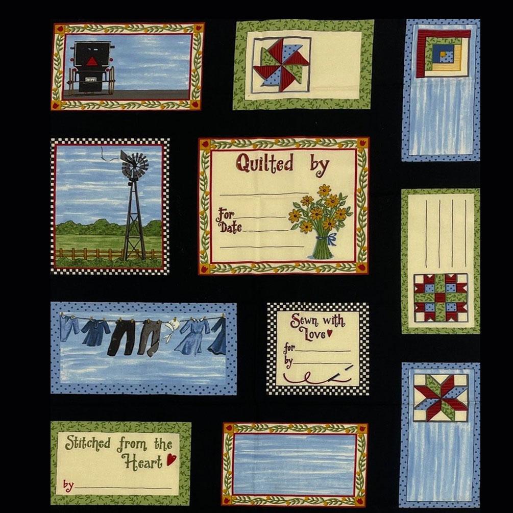 Moda Quilt Labels Panel, Black