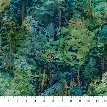 Northcott Cedarcrest Falls, DP26908-68, Dark Teal Multi, Deborah Edwards