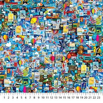 Northcott Color Collage Ii, DP25232-45, Blue, Shelley Davies