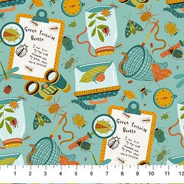 Northcott, Deborah Edwards, Backyard Bugs, 27295-64, Turq/Multi