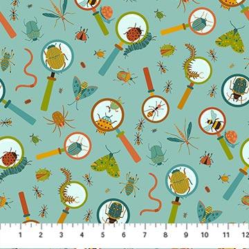 Northcott, Deborah Edwards, Backyard Bugs, 27297-64, Turq/Multi