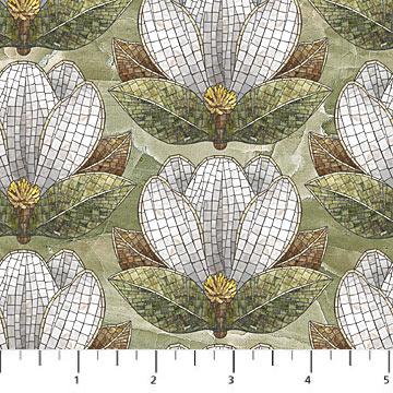 Northcott Magnolia, DP25373-76, Green Multi, Requel Martindale