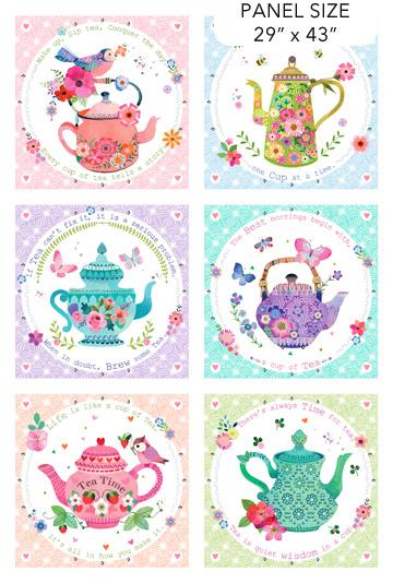 Northcott My Cup Of Tea, DP29270-10, White/Multi,