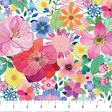 Northcott My Cup Of Tea, DP29275-10, White/Multi,