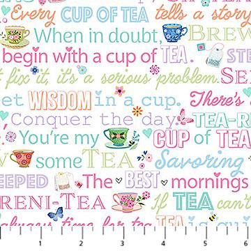 Northcott My Cup Of Tea, DP29277-10, White/Multi,