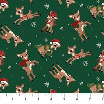 Northcott Rudolph The Red, RD1001-78, Dk Green,