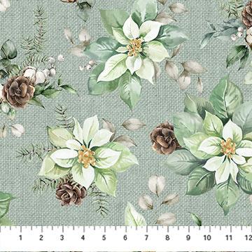 Northcott Wt. Linen Christmas, 25428-62, Seafoam, Northcott Studio