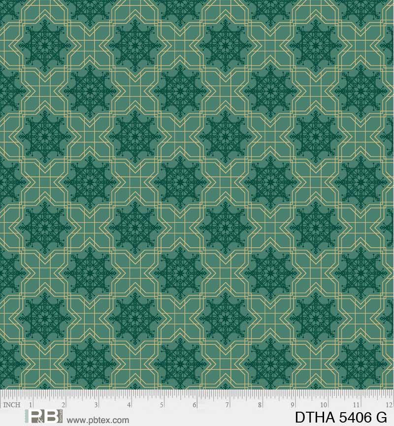 P & B Textiles Deco The Halls, DTHA5406 G, Green, Jennifer Ellory