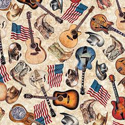 Qt Fabrics American Country, 2600 31993 A, Tan,