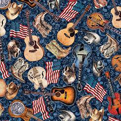 Qt Fabrics American Country, 2600 31993 N, Navy,