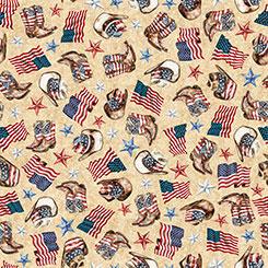 Qt Fabrics American Country, 2600 31994 A, Tan,