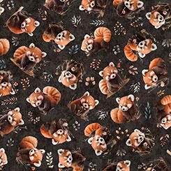 Qt Fabrics Pandaland, 2600 31912 J, Charcoal,