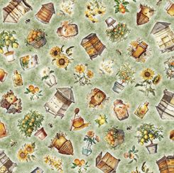 Qt Fabrics Queen Bee, 30485-H, Sage, Morris Creative Group