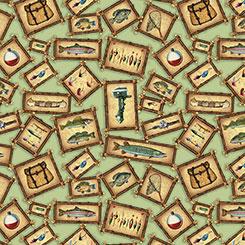 Qt Fabrics The Lure Of Fishin, 2600 32125 H, Lt Green,